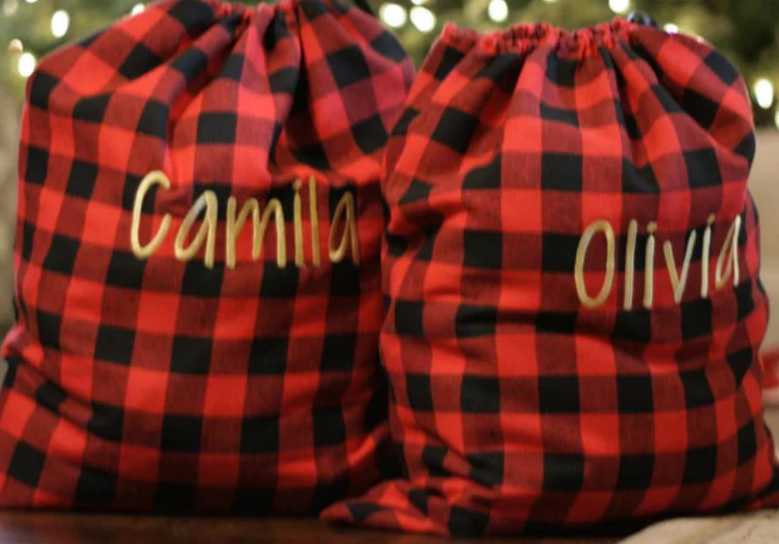 Plaid Santa Sack - Little Pinkie Designs
