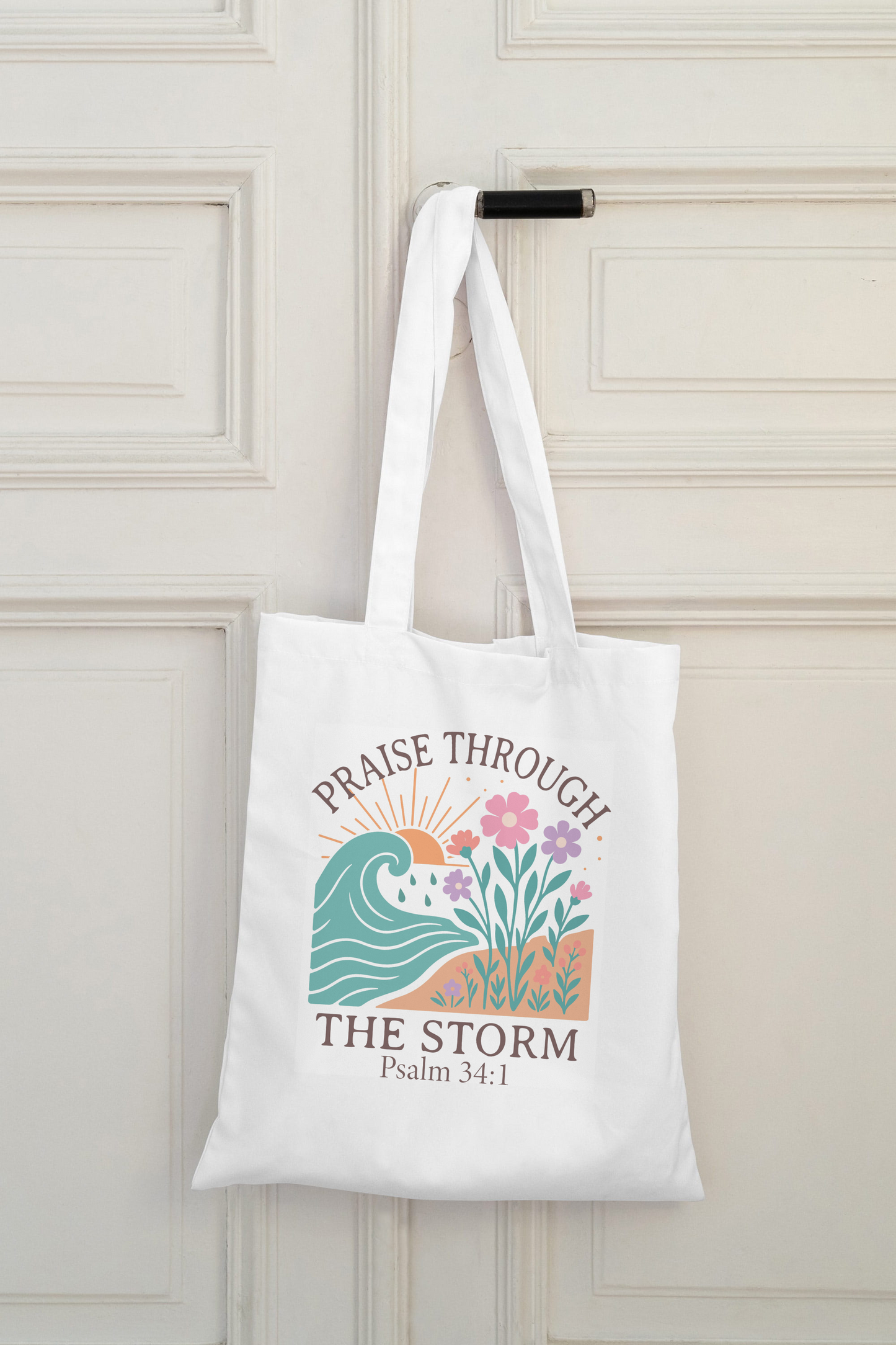 Praise Through the Storm Tote Bag - Little Pinkie Designs