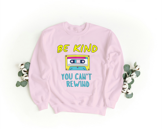 Be Kind You Cant Rewind Sweater Yellow Tape - Little Pinkie Designs